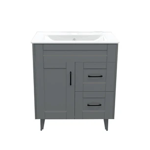 Mueble Vanitorio + Cubierta de Loza Plana Málaga SM70SK Gris P (70x47x80cm)