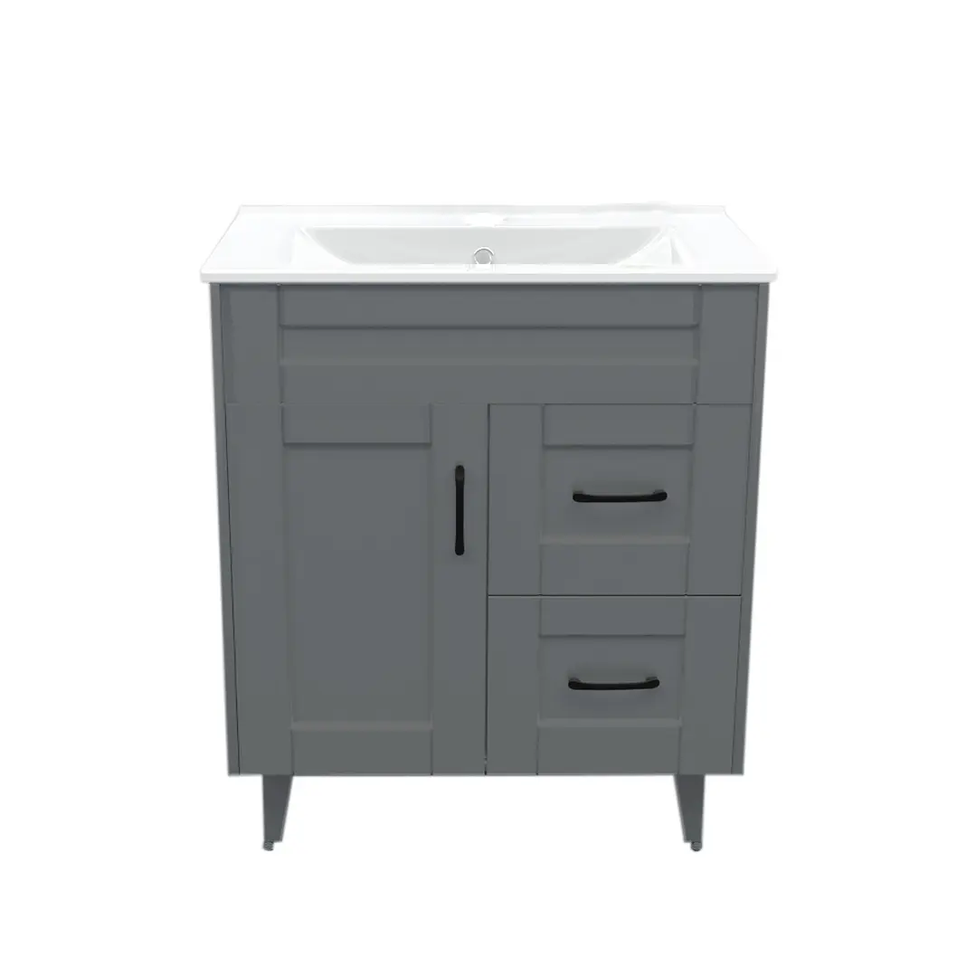 Mueble Vanitorio + Cubierta de Loza Plana Málaga SM70SK Gris P (70x47x80cm) 1