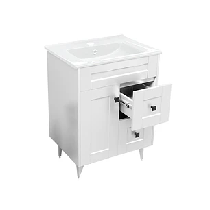 Mueble Vanitorio + Cubierta de Loza Plana Málaga SMN60SK Blanco P (60x47x80cm)