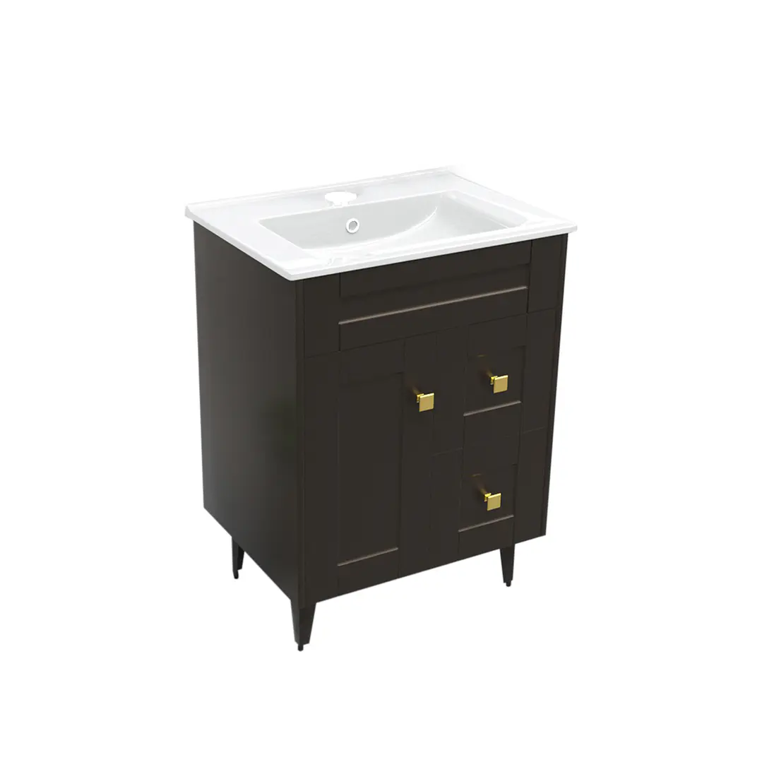 Mueble Vanitorio + Cubierta de Loza Plana Málaga SMN60SK Café P (60x47x80cm) 2