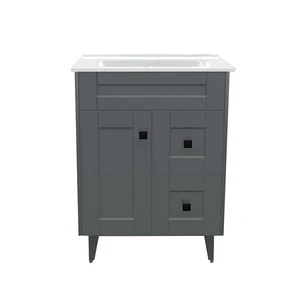 Mueble Vanitorio + Cubierta de Loza Plana Málaga SMN60SK Gris P (60x47x80cm)