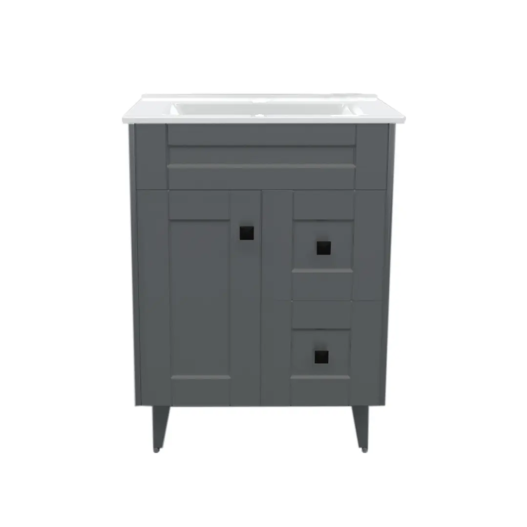 Mueble Vanitorio + Cubierta de Loza Plana Málaga SMN60SK Gris P (60x47x80cm) 1