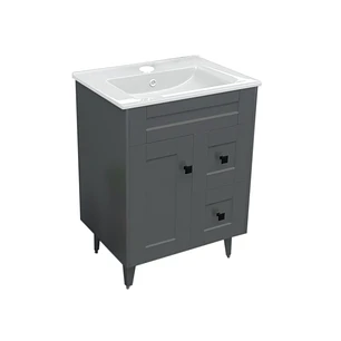 Mueble Vanitorio + Cubierta de Loza Plana Málaga SMN60SK Gris P (60x47x80cm)