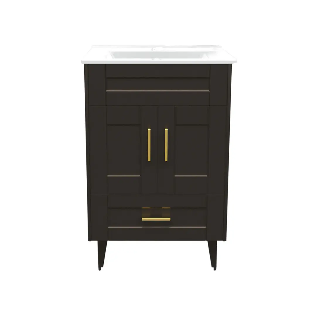 Mueble Vanitorio + Cubierta de Loza Plana Málaga SMB60SK Café P (60x47x80cm) 1