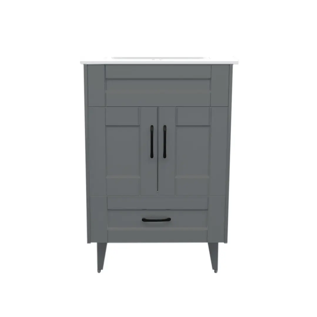 Mueble Vanitorio + Cubierta de Loza Plana Málaga SMB60SK Gris P (60x47x80cm) 1