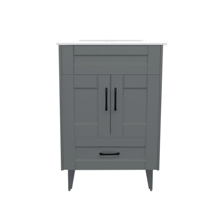 Mueble Vanitorio + Cubierta de Loza Plana Málaga SMB60SK Gris P (60x47x80cm) 1