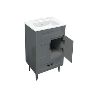 Mueble Vanitorio + Cubierta de Loza Plana Málaga SMB60SK Gris P (60x47x80cm)