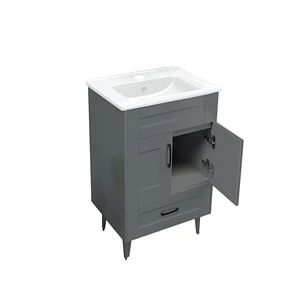 Mueble Vanitorio + Cubierta de Loza Plana Málaga SM50SK Gris P (50x40x80cm)