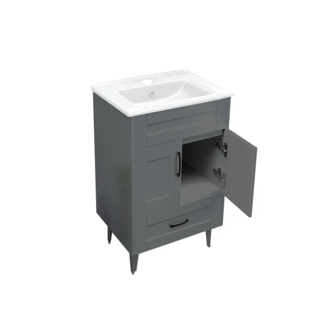 Mueble Vanitorio + Cubierta de Loza Plana Málaga SM50SK Gris P (50x40x80cm) 2