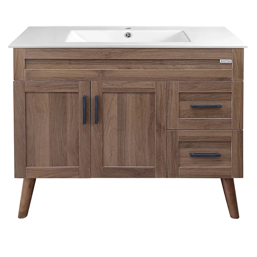Mueble Vanitorio + Cubierta de Loza Nogal SM10047 P (100x47x80cm) 1