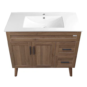 Mueble Vanitorio + Cubierta de Loza Nogal SM10047 P (100x47x80cm)