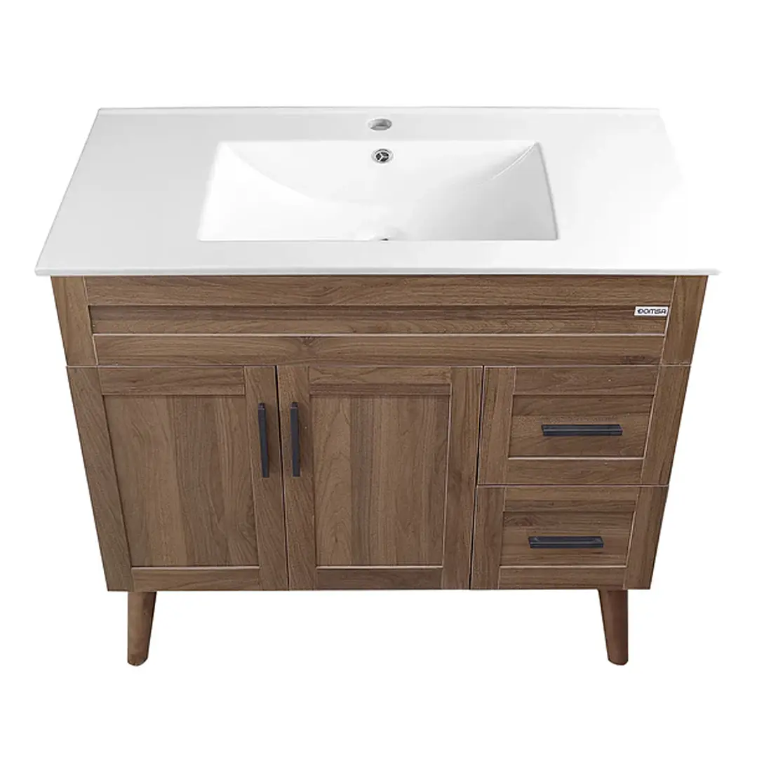 Mueble Vanitorio + Cubierta de Loza Nogal SM10047 P (100x47x80cm) 2