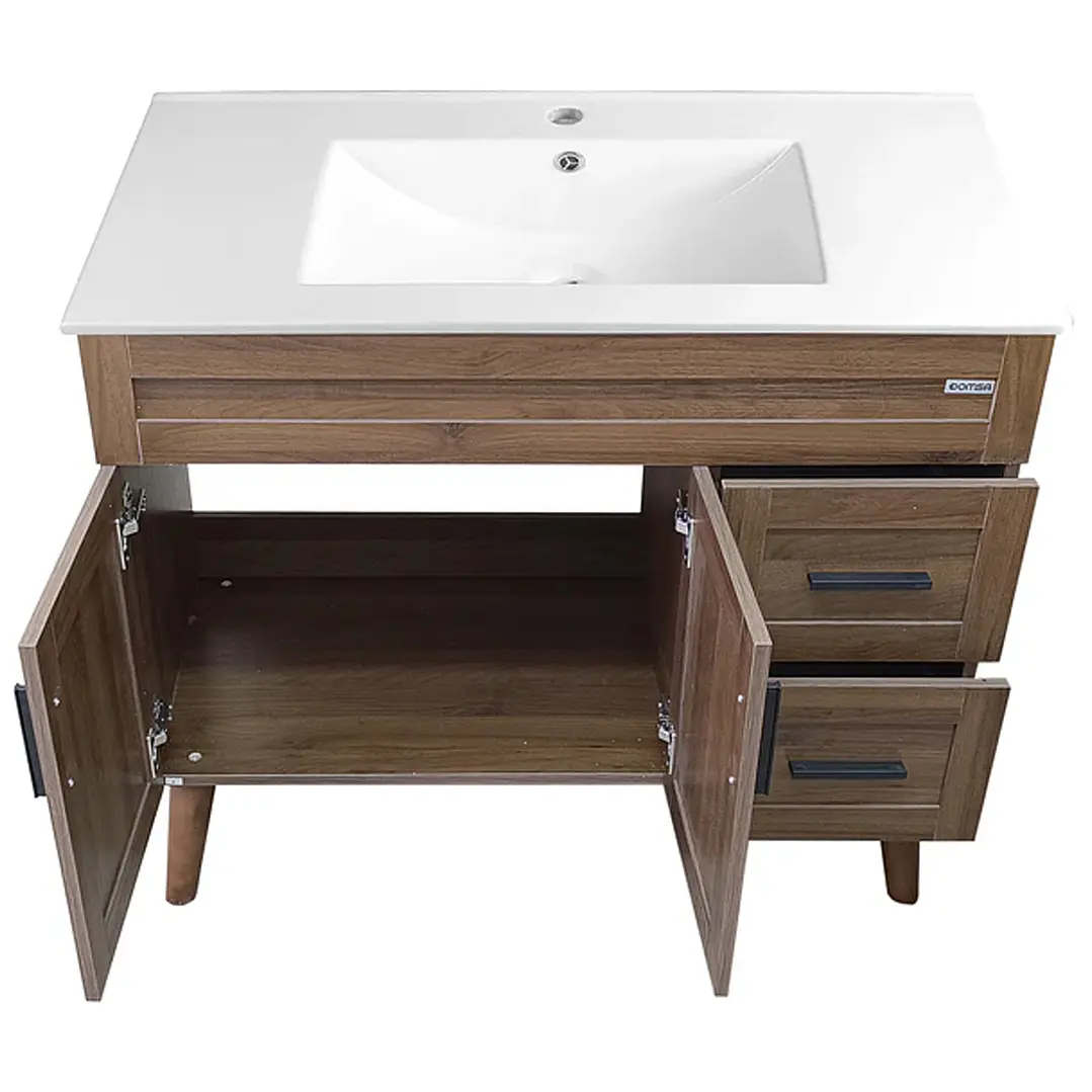 Mueble Vanitorio + Cubierta de Loza Nogal SM10047 P (100x47x80cm) 3