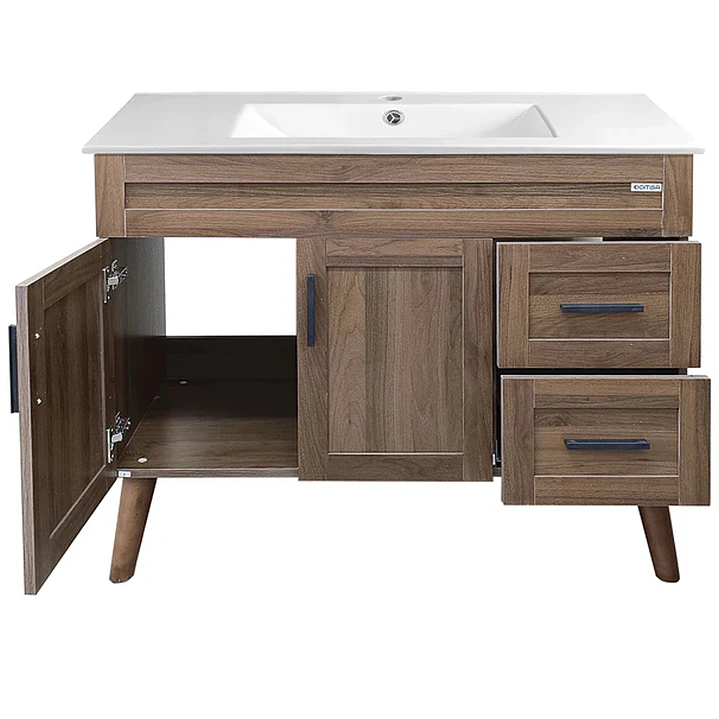 Mueble Vanitorio + Cubierta de Loza Nogal SM10047 P (100x47x80cm) 4