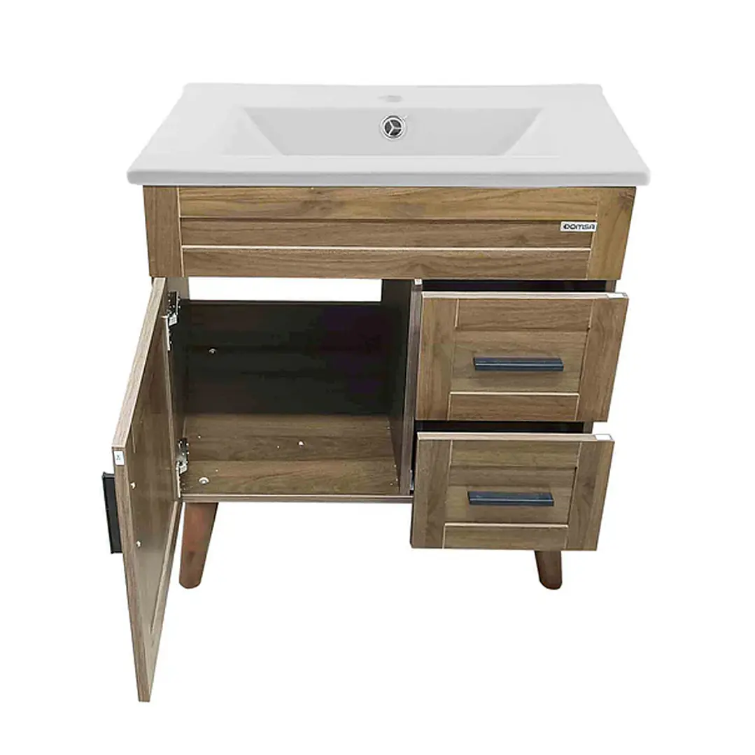 Mueble Vanitorio + Cubierta de Loza Nogal SM7047 P (70x47x80cm) 4