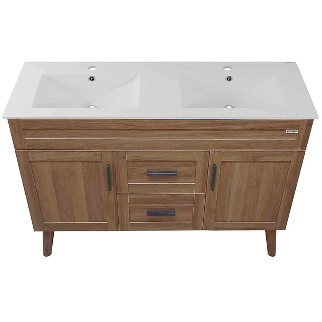 Mueble Vanitorio + Cubierta de Loza Doble Nogal SM12047D P (120x47x80cm) 2