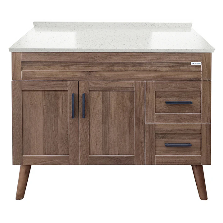 Mueble de Baño Nogal con Cubierta de Cuarzo (100x47x80cm) 3