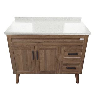 Mueble de Baño Nogal con Cubierta de Cuarzo (100x47x80cm)