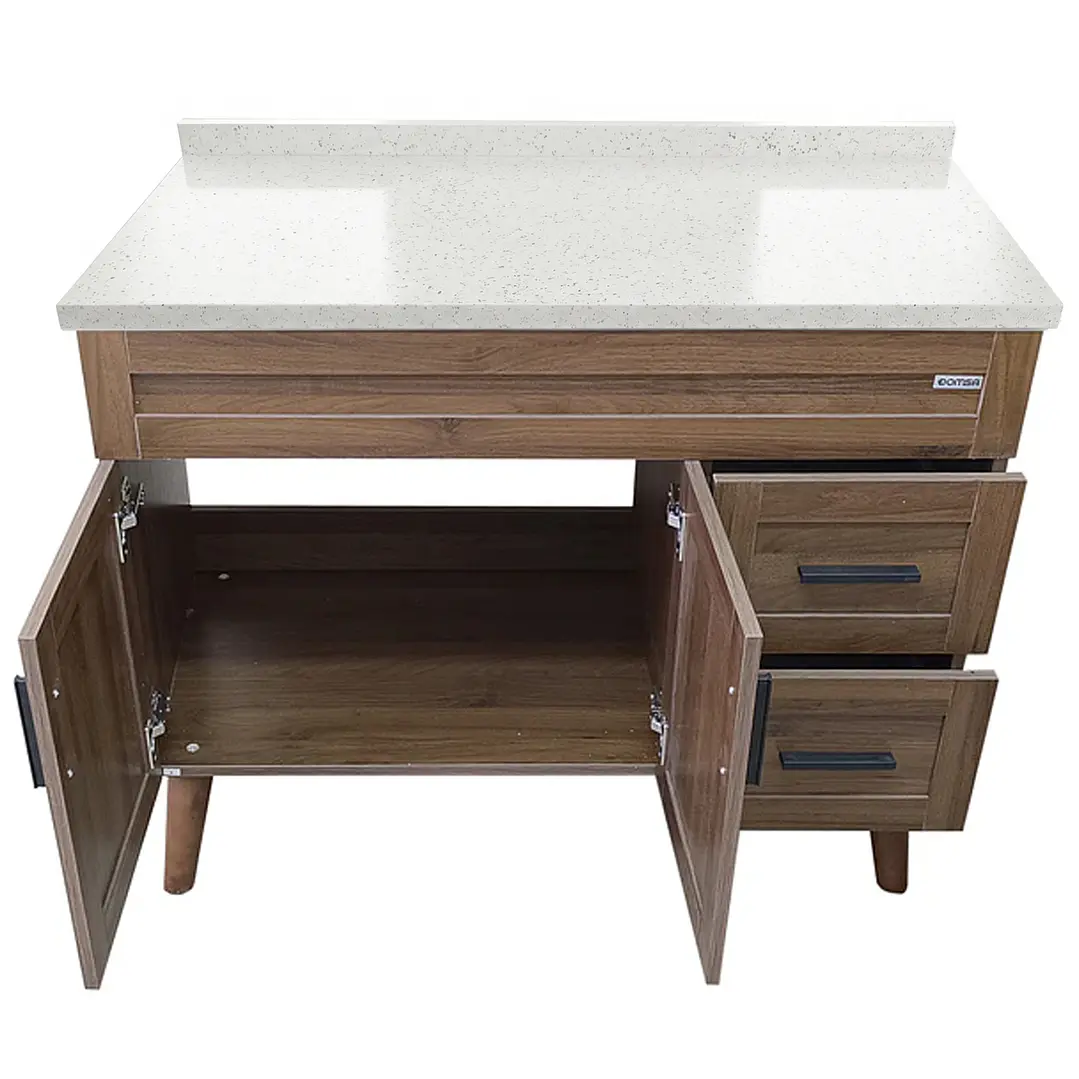 Mueble de Baño Nogal con Cubierta de Cuarzo (100x47x80cm) 5