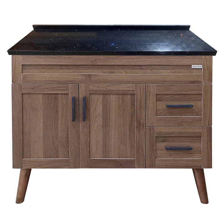 Mueble de Baño Nogal con Cubierta de Cuarzo (100x47x80cm) 4