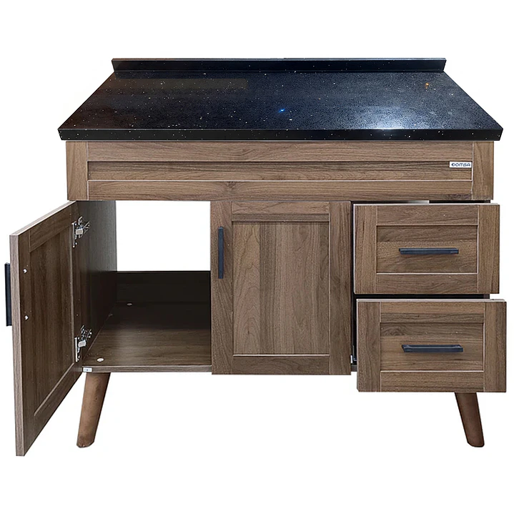 Mueble de Baño Nogal con Cubierta de Cuarzo (100x47x80cm) 8