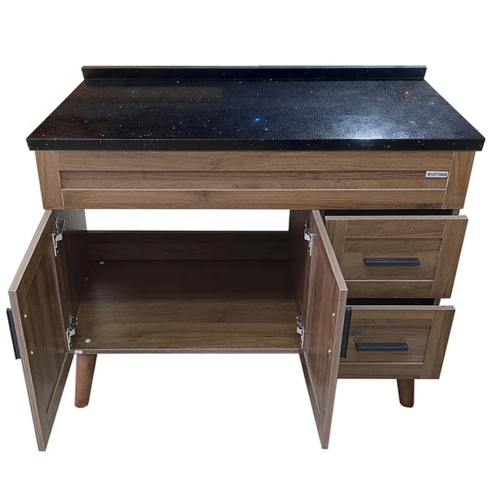 Mueble de Baño Nogal con Cubierta de Cuarzo (100x47x80cm) 6