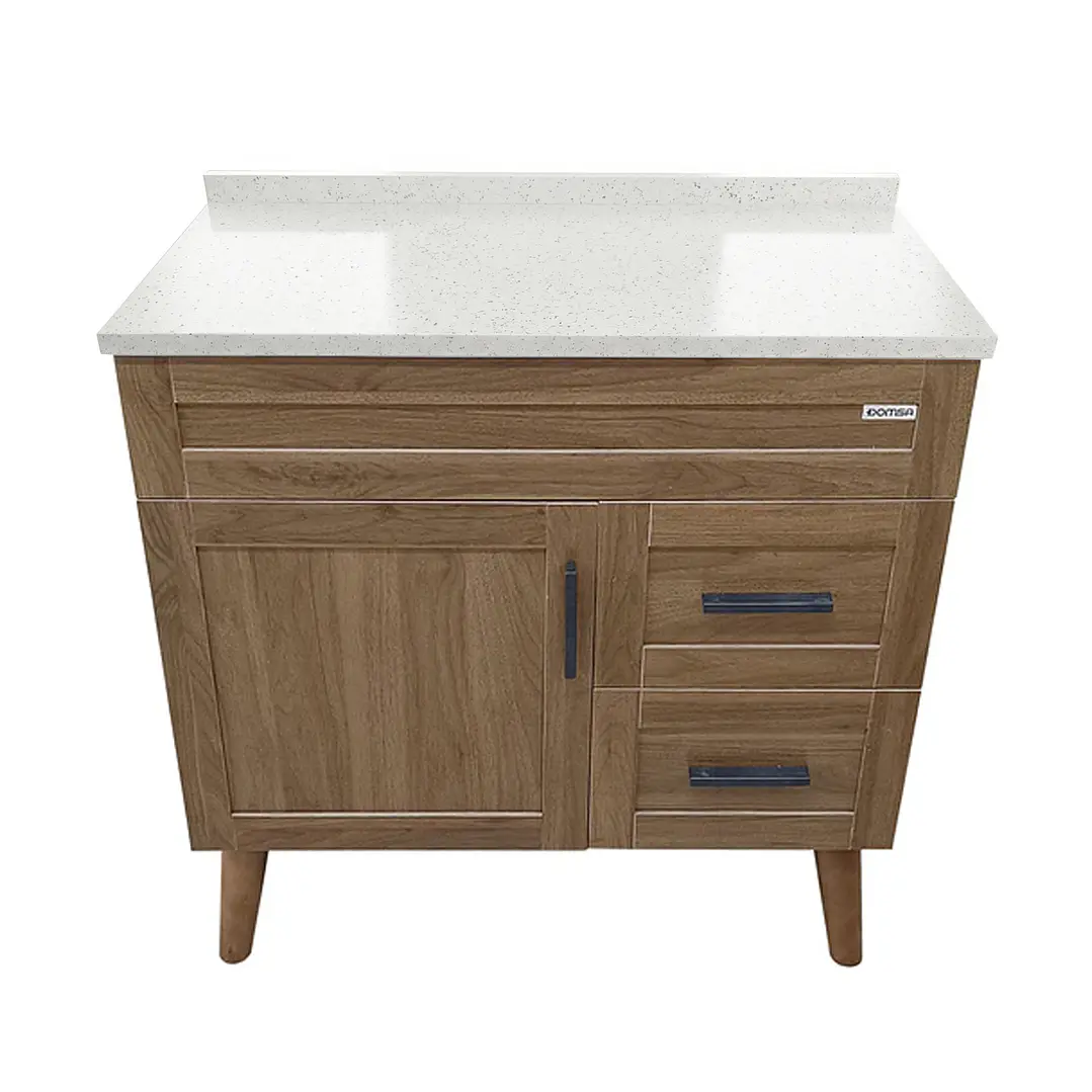 Mueble de Baño Nogal con Cubierta de Cuarzo (80x47x80cm) 1