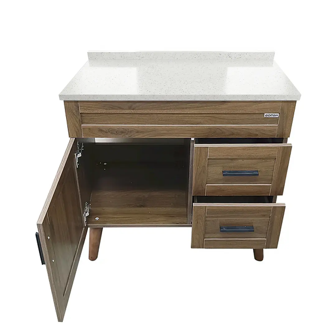 Mueble de Baño Nogal con Cubierta de Cuarzo (80x47x80cm) 5