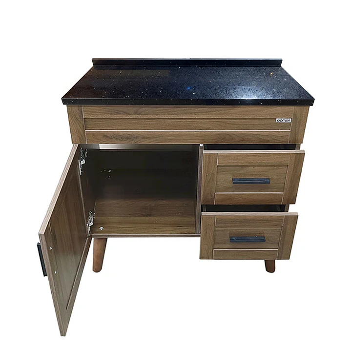 Mueble de Baño Nogal con Cubierta de Cuarzo (80x47x80cm) 6
