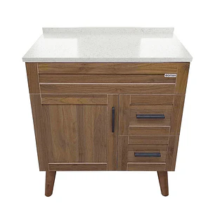 Mueble de Baño Nogal con Cubierta de Cuarzo (70x47x80cm)