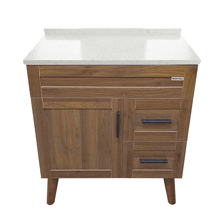 Mueble de Baño Nogal con Cubierta de Cuarzo (70x47x80cm) 1