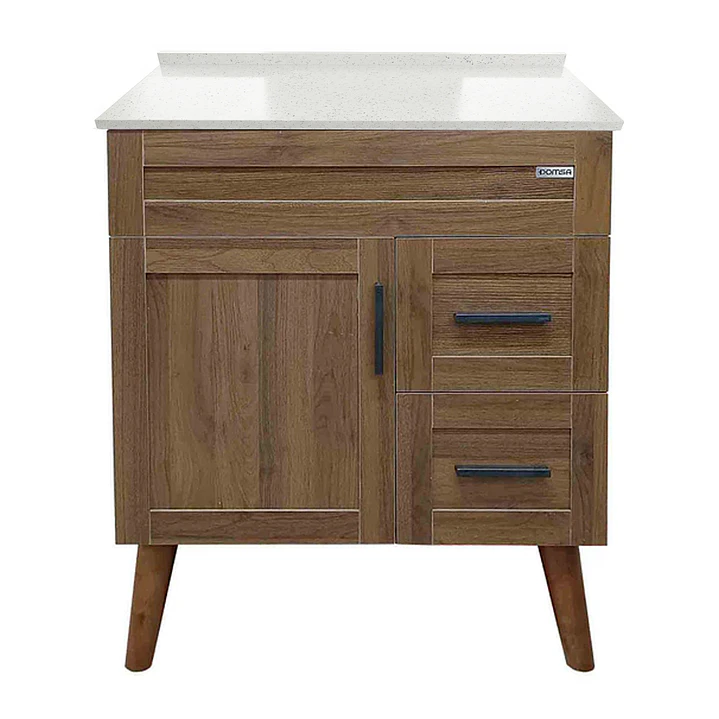 Mueble de Baño Nogal con Cubierta de Cuarzo (70x47x80cm) 3