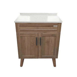 Mueble de Baño Nogal con Cubierta de Cuarzo (60x47x80cm)