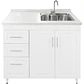 Mueble Lavaplatos Riñón Blanco Izquierdo con Cubierta de Cuarzo 120x52x90 cm - Miniatura 2