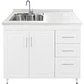 Mueble Lavaplatos Riñón Blanco Derecho con Cubierta de Cuarzo 120x52x90 cm - Miniatura 2