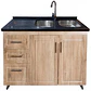 Mueble Lavaplatos Doble Nogal Izquierdo con Cubierta de Cuarzo 120x52x90 cm - Miniatura 2