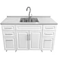 Mueble Lavaplatos Riñón Blanco con Cubierta de Cuarzo Lavaplatos 150x52x90 cm - Miniatura 2