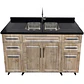 Mueble Lavaplatos Doble Nogal con Cubierta de Cuarzo Lavaplatos 150x52x90 cm - Miniatura 3