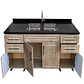 Mueble Lavaplatos Doble Nogal con Cubierta de Cuarzo Lavaplatos 150x52x90 cm - Miniatura 4