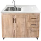 Mueble Lavaplatos Nogal Derecho con Cubierta de Cuarzo 100x52x90 cm - Miniatura 1
