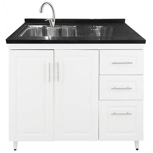 Mueble Lavaplatos Blanco Derecho con Cubierta de Cuarzo 100x52x90 cm