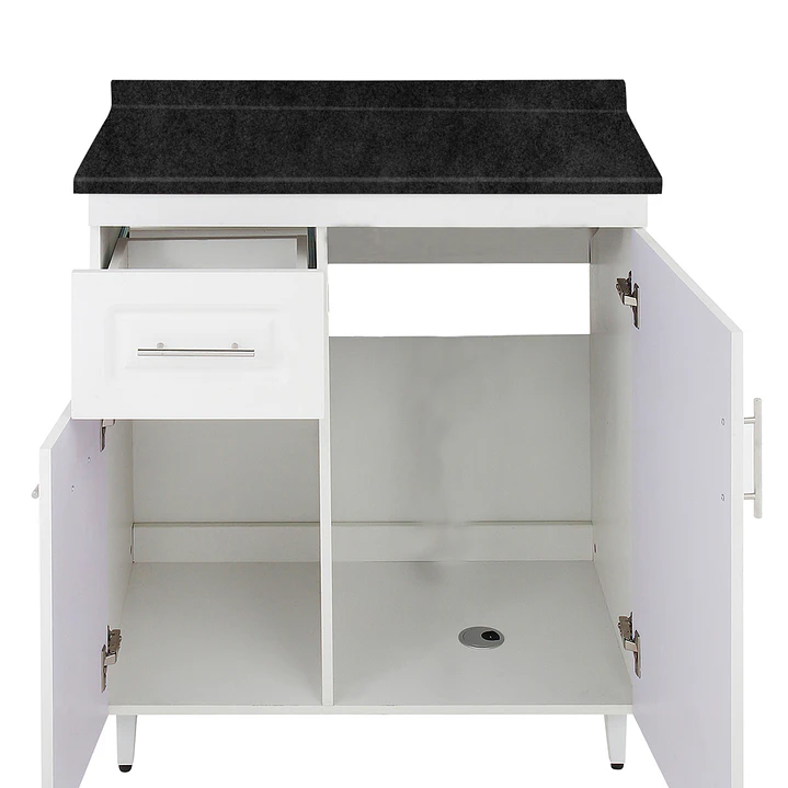 Mueble de Cocina Blanco Izquierdo con Postformado Negro 80cm 2