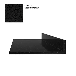 Cubierta de Cuarzo Negro Galaxy 80x51 cm (para baño o cocina)