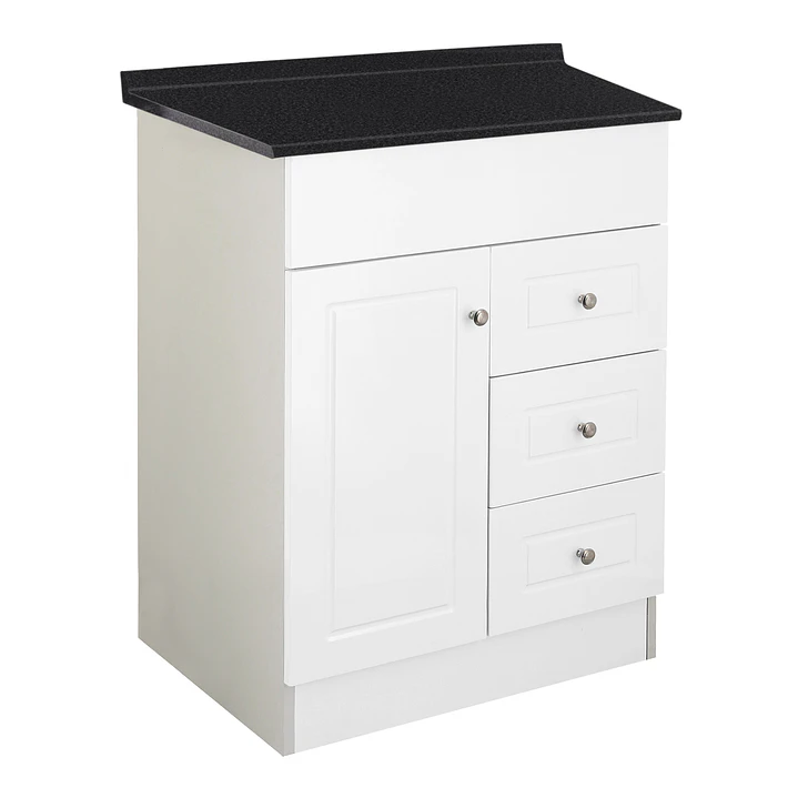 Mueble de Baño Blanco 3C con Cubierta Postformado Negro 60X47 cm 3
