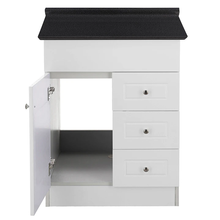 Mueble de Baño Blanco 3C con Cubierta Postformado Negro 60X47 cm 2
