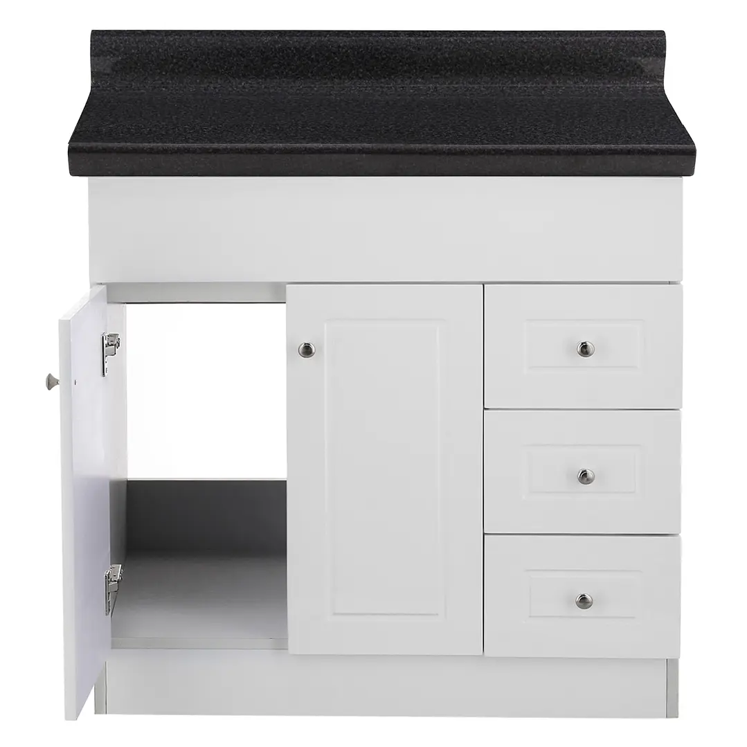 Mueble de Baño Blanco con Cubierta Postformado Negro 80X47 cm 2