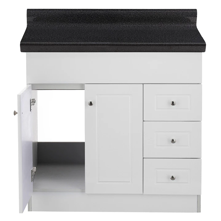 Mueble de Baño Blanco con Cubierta Postformado Negro 80X47 cm 2