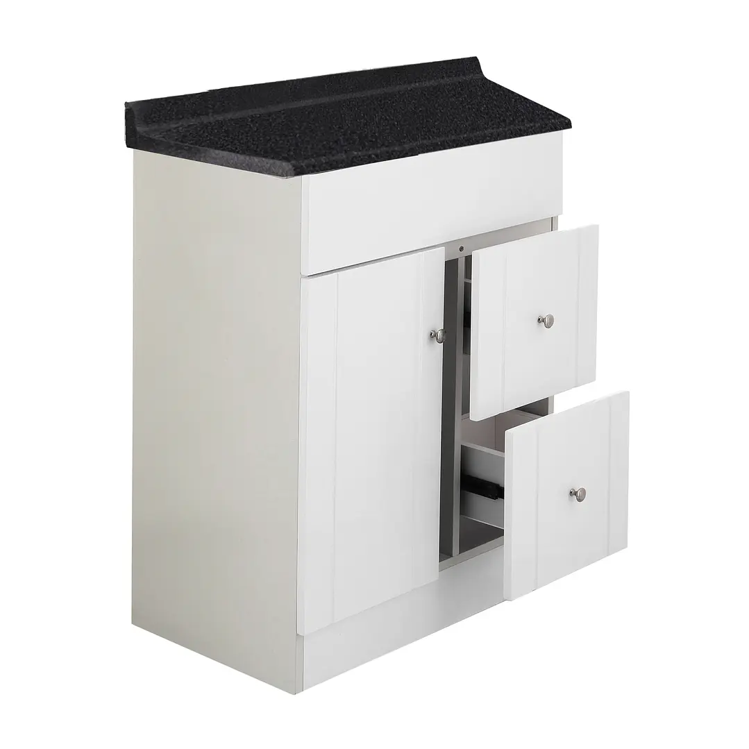 Mueble de Baño Blanco con Cubierta Postformado Negro 60X40 cm 3