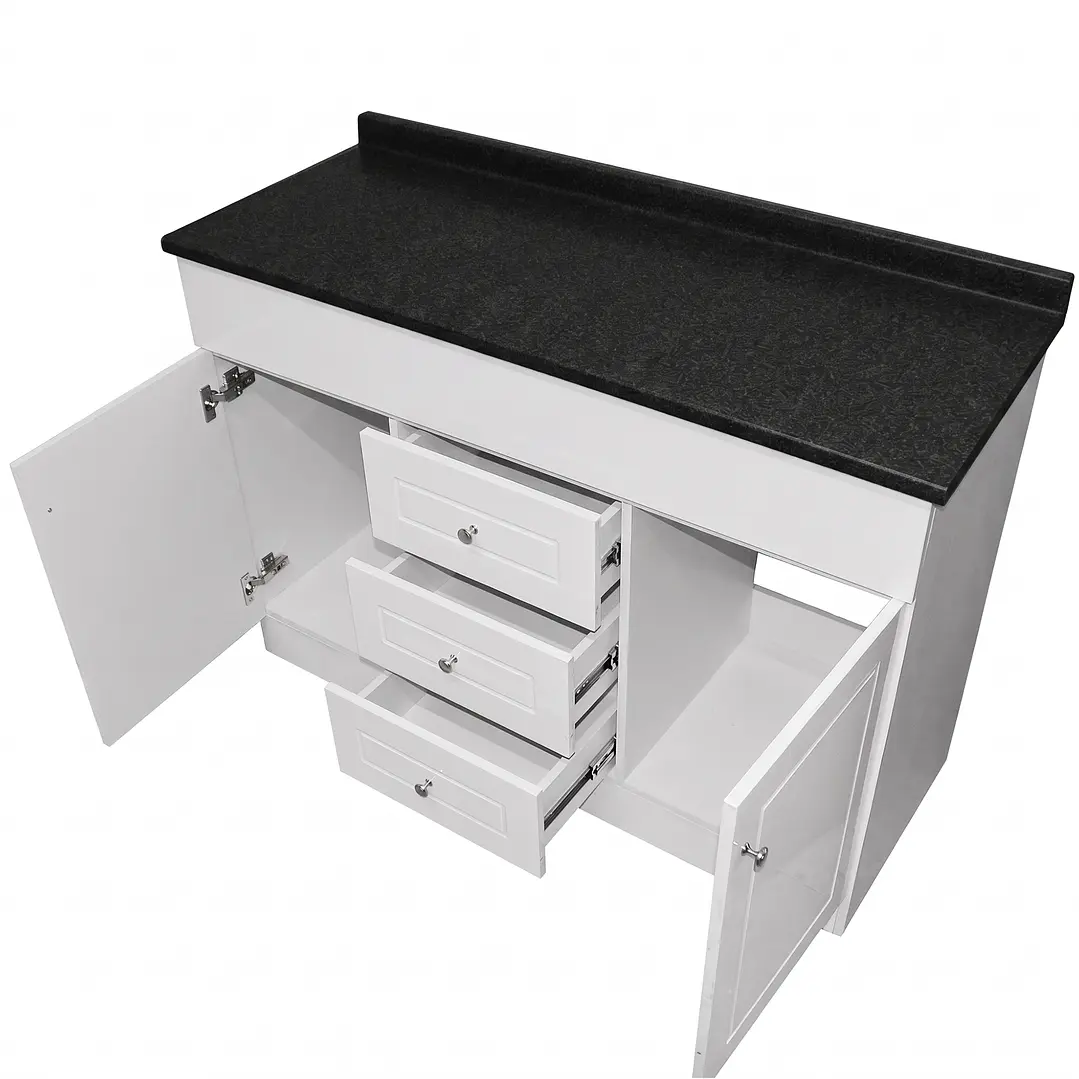 Mueble de Baño Blanco con Cubierta Postformado Negro 120X47 cm 3