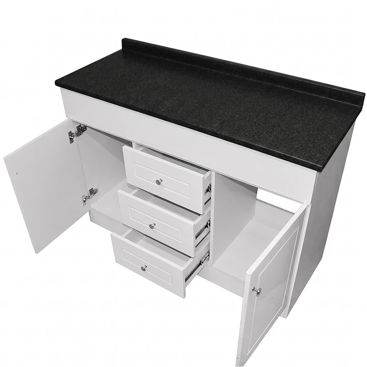 Mueble de Baño Blanco con Cubierta Postformado Negro 120X47 cm 3